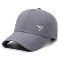 Quick-dry gray baseball cap with silver WY embroidery and breathable sporty design - Dark Gray