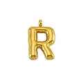 Detailed macro of 14K gold-plated bubble letter R pendant with realistic balloon textures - R-Gold / Letters (without Chain)