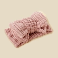 Pink elastic knitted headband for infants with a soft double-layer bow design - 17*8.5cm / Dusty Pink