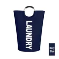 Navy blue foldable laundry basket with metal handles and large 72x38cm capacity - Navy Blue LAUNDRY Style (38x72cm)