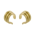 Three-layer twisted C-shape 18K gold plated cuff earrings with polished finish - VE1018 Gold C-Shaped Multi-layer