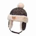 Détail du bonnet d'hiver pour bébé à motif léopard avec doublure peluche et ours - 50cm (Recommandé 1-2 Ans) / Style Patch Ours Cartoon / Gris