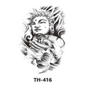 Waterproof temporary tattoo sticker with black and gray Buddha and lotus design TH-416 - Th-416 / 210*148mm