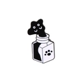 Pin de esmalte de gato negro en cartón de leche, insignia animal creativa blanco y negro - Gato en Caja de Bebida (C2405-4)