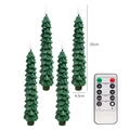 Set of 4 green Christmas tree LED candles with remote control, 25cm height for decor - Pure Green Candle 4PCS Remote
