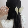Pince à cheveux papillon élégante en résine blanche pour coiffure demi-queue - Pince Papillon en Résine Translucide (8#) / L / Light jaune