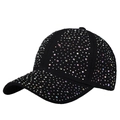 Black baseball cap covered in colorful rhinestones shown on white background - Black with White AB Rhinestones