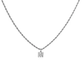 Macro shot of silver twisted rope chain with a sparkling crystal letter M pendant - Letter A / White Gold