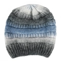 Winter knitted beanie featuring grey blue and white gradient horizontal stripes - One Size / Color 3 (Grey Blue White Gradient)