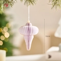 Addobbo natalizio a nido d'ape color lavanda con glitter dorati e perla, altezza 10 cm - goccia / Pendaglio in Carta di Natale Viola Elegante Stile A