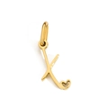 Polished gold cursive letter X pendant featuring a heart detail and connecting ring - Letter X / Gold