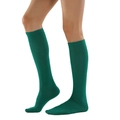 Dark emerald green knitted knee-high socks featuring ribbed cuffs for a secure fit - One Size / Green