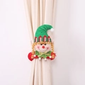 Christmas elf girl curtain tie-back with green sequin hat and gold bow detail - Female Elf Style / Green