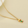 Collier doré en acier inoxydable avec pendentif tasse à café en émail vert - Style de Tasse à Café Verte (KN295277-Z)