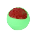 Green and red squeaky dog ball with embossed bone texture for teeth cleaning - Green