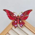 Vintage red crystal butterfly brooch in antique gold finish for women's fashion - Vintage Gold Red Butterfly
