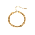 Verstelbare gouden roestvrijstalen armband met een dubbelrijige tarweketting ontwerp - Dubbele Rij Tarwe Weven Stijl (7#) / Goud