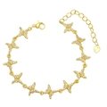 Bracciale a farfalla dorato con zirconi brillanti e un piccolo ciondolo a cuore - Stile D-Pavé Zircone Farfalla