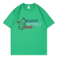 Grass green cotton t-shirt with Happy Fathers Day print and tool silhouettes for men - XS / Green (Father's Day Tools)