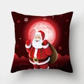 Kerst kussenhoes met de kerstman en een grote rode maan op een feestelijke witte achtergrond - Rode Achtergrond Kerstman