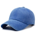 Classic washed blue cotton baseball cap in vintage style with six-panel structure - Adjustable / Sapphire Blue