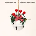 Campanella di Natale bianca con bacche rosse e fiocco a quadri per albero decorativo - Campanella di Natale Rotonda - Bianco
