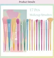 Set of 17 macaron candy color makeup brushes with matching gradient handles and box - Gift Box / Multicolor 17Pcs