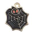Halloween black enamel spider and web pendant with gold trim and red eyes charm - 1pc Black Spider Web (18x16mm)