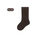 Soft ribbed cotton crew socks for children in dark brown finish with elastic texture - Dark Coffee