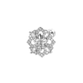 Eleganter silberner Iris-Kreuz-Ohrring mit Zirkonia-Steinen im geometrischen Design - Silbernes Geometrisches Fleur-de-lis (A890) / Silber