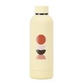 Pale yellow stainless steel insulated bottle with abstract geometric patterns and matte finish - Light Yellow Minimalist Geometric