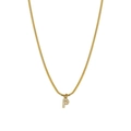 Collier chaîne serpent dorée avec un pendentif lettre P serti de zircons au style vintage - Lettre F