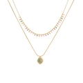 Double-layered golden necklace with colorful beads and a blue butterfly pendant - Butterfly