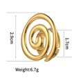Titanium steel irregular hollow ring shown with 2.9cm by 1.7cm size measurements - Spiral Vortex Style (JZR766)