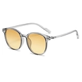 Fashionable oversized round sunglasses in transparent grey frame with amber lenses - Transparent Gray Frame Yellow Lens