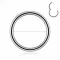 Silver G23 titanium nose hoop with double chain and internal thread zircon stone - G23 Titanium Segment Ring-1.2*10mm