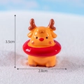 Cute orange deer figurine with red swim ring decoration for micro landscape, 3.5cm x 2.8cm - No.8 Deer with Red Scarf