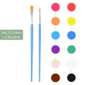 3ml 12-color acrylic paint set with two blue wood handles paint brushes for kids - 3ml 12 Colors + 2 Brushes