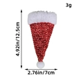 Red sequin mini Christmas hat cutlery holder with white plush trim and size labels - Red