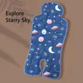 Universal navy blue baby stroller cooling mat with space patterns and breathable gel - Space Exploration