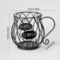 Black metal coffee capsule holder with cutout cup design and COFFEE label - Kettle with Letters - Black