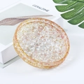 Pink crystal gravel and gold foil resin storage bowl with a round transparent design - Watermelon Quartz