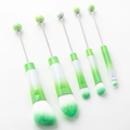 DIY beadable makeup brush set featuring green and white gradient bristles and metal stems - Green Gradient