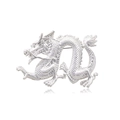Vintage silver dragon brooch with detailed 3D scales for men's suit accessories - Polished Silver