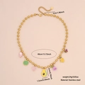 Golden stainless steel bead necklace with fruit pendants like watermelon and avocado - Stainless Steel / 1# Fruit Necklace