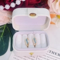 Gold earrings with turquoise and cubic zirconia stones in a white gift jewelry box - Sky Blue Gemstone Streamline (Box Included)