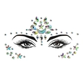 Iridescent iridescent face jewels sticker featuring crescent moon star and teardrop shapes - HF-047 Iridescent Star Moon