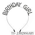 Black crystal Birthday Girl headband with sparkling rhinestones on a thin metal frame - Black