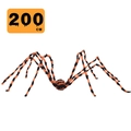 Riesige 200cm Halloween-Spinne Deko in Orange und Schwarz gestreiftem Plüsch für außen - 200cm