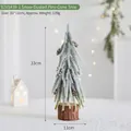 Mini sapin de Noël enneigé avec pommes de pin et socle en bois massif de 33cm - Petit arbre enneigé avec pomme de pin